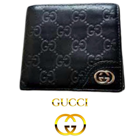 Gucci Other - Authentic Gucci Guccissima Bi Fold Black Leather Wallet